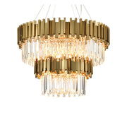 four tier gold and crystal round chandelier