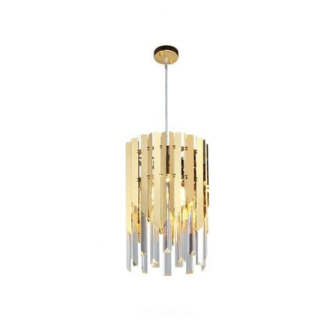 single gold pendant light with crystal