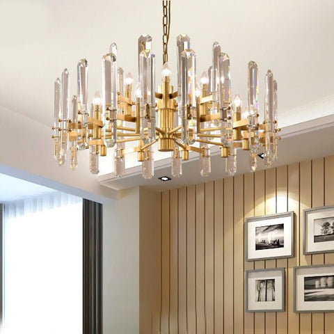 round gold modern crystal chandelier