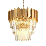 gold and crystal conical chandelier