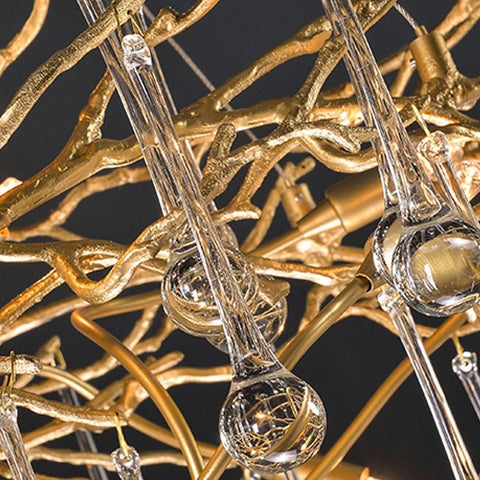 gold branch chandelier water drop crystals