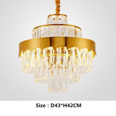 gold round conical chandelier 43 centimeters diameter by 42 centimeters height