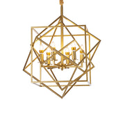 intertwined geometric shape chandelier with copper finish