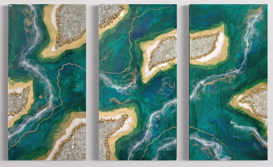 Emerald 3-Piece Green Resin Wall Art – Designs and Inspirations