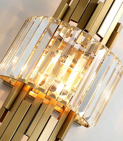 art deco style crystal and copper wall sconce
