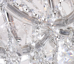 close up detail of crystal strands and chrome body