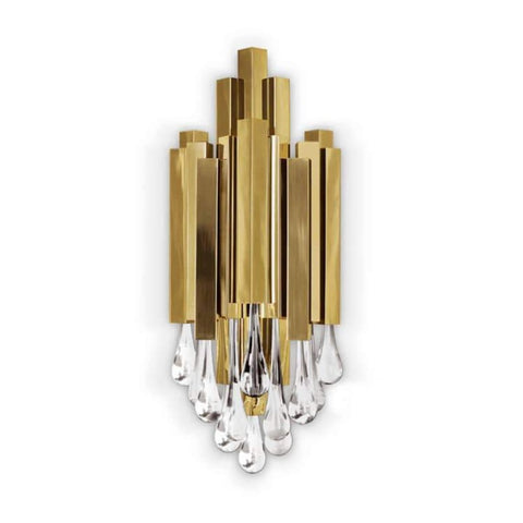 gold wall sconce with water drop crystals
