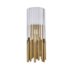 gold and clear crystal tubular wall sconce