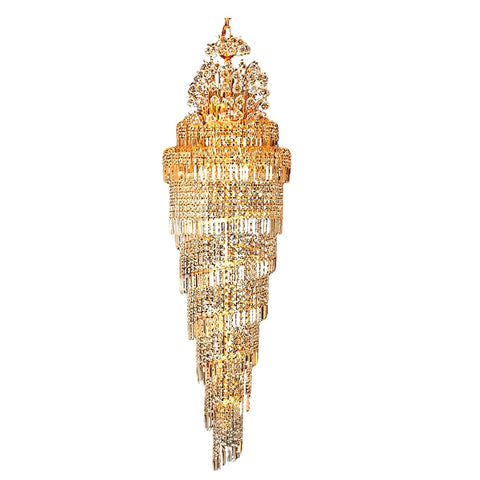 conical spiral crystal gold chandelier