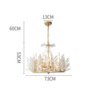 golden crystal palm chandelier 53 cm height 73 cm wide