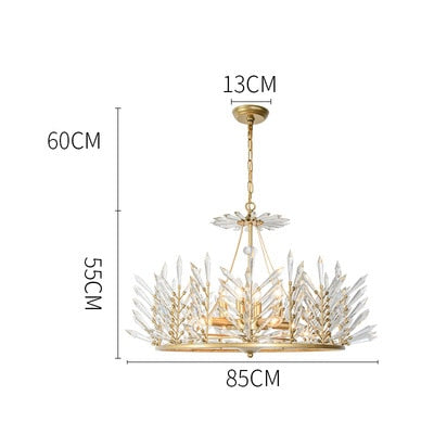 gold crystal palm chandelier 55 cm height 85 cm wide