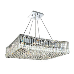 square rectangle silver contemporary crystal  chandelier