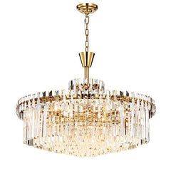 crystal and round conical chandelier