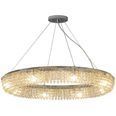 round hover chandelier crystal with silver body