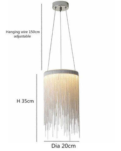 pendant light chain diameter 20 cm and height 35 cm