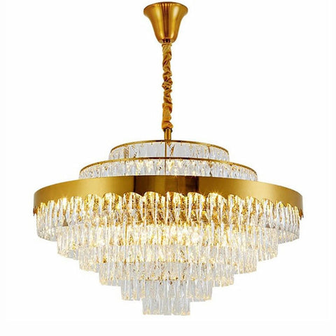 gold conical round crystal chandelier