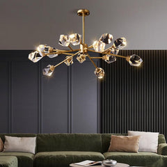 crystal orb copper nordic chandelier in living room