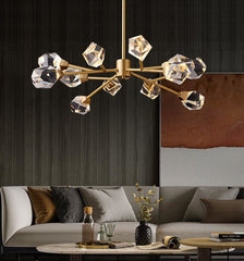 crystal orb copper nordic chandelier hanging in living room