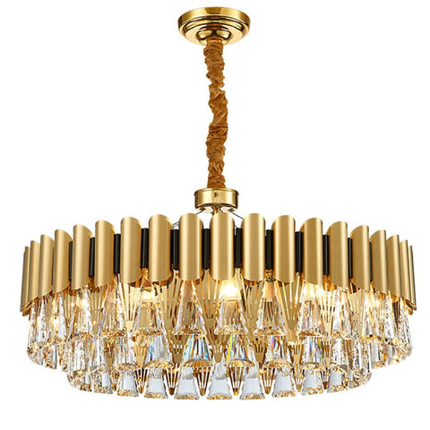 Beautiful Gold Circular Chandelier with K9 Crystals.
