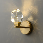 illuminated  copper and crystal wall sconce side view