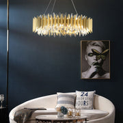 gold chandelier round modern crystal living room