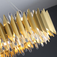 gold chandelier round modern crystal side view
