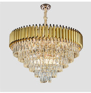 Modern and Very Stylish Round Chandelier with a Gold Finish.
