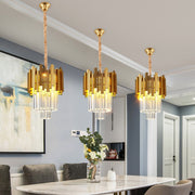 gold and crystal 3 tier pendant dining room