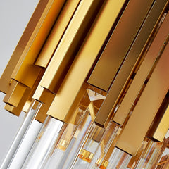 gold and crystal bars pendant detail
