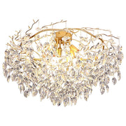 precision cut leaf crystal chandelier with gold branches