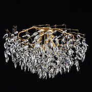 precision cut crystal lead chandelier with gold branch body