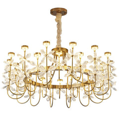 round gold crystal floral chandelier
