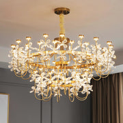 round gold crystal floral chandelier 2 tier