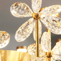 round gold crystal floral chandelier precision cut flower crystal