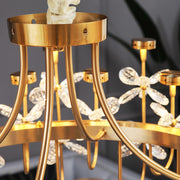 round gold crystal floral chandelier 
