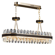 oval black and gold chandelier with metal ceiling plate 