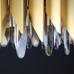 gold chandelier round modern crystal close-up detail