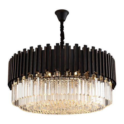 Round black crystal chandelier modern