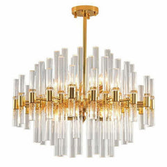 Beautiful Clear Crystal Chandelier with Gold Finish