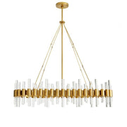 gold oval crystal tube chandelier