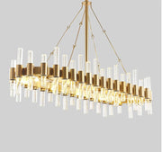 crystal tube chandelier with gold frame