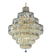 Beautiful Round Multilayer Chandelier with Clear Crystals.
