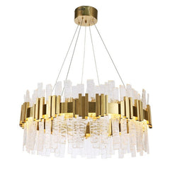 circular gold clear glass chandelier modern