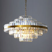 round tiered crystal gold chandelier 