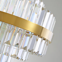 round tiered crystal gold chandelier