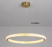 Single Circular Chandelier with Gold Finish
