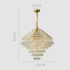 crystal and gold chandelier 69 cm wide by 64 cm high