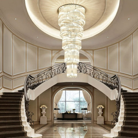 silver crystal 2-story multi-tier chandelier modern 