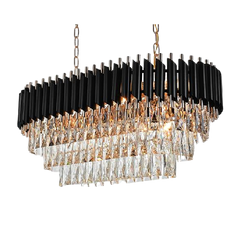 multi tier oval crystal chandelier with black top 