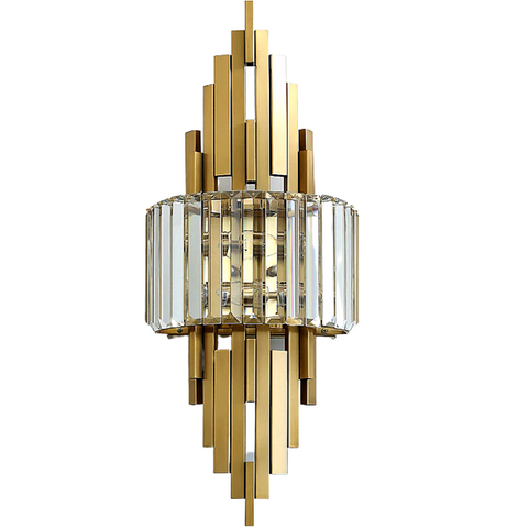 art deco style crystal and copper wall sconce